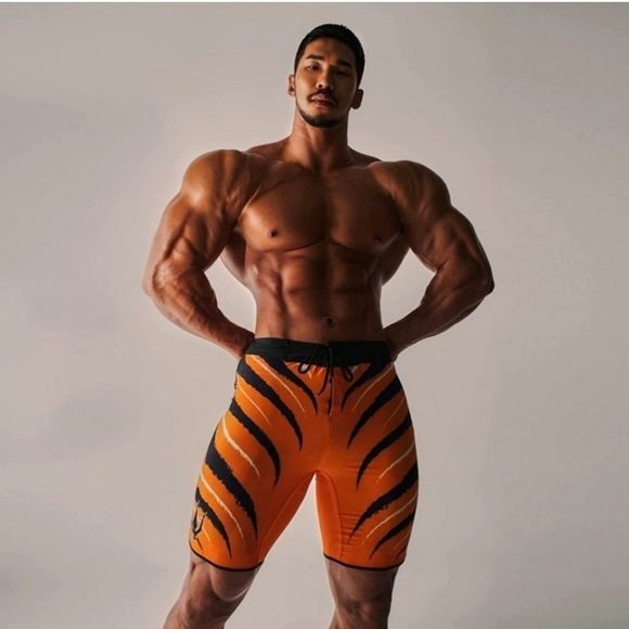 Men's Orange Tiger FIED Physique Shorts NPC - Picture 1 of 5